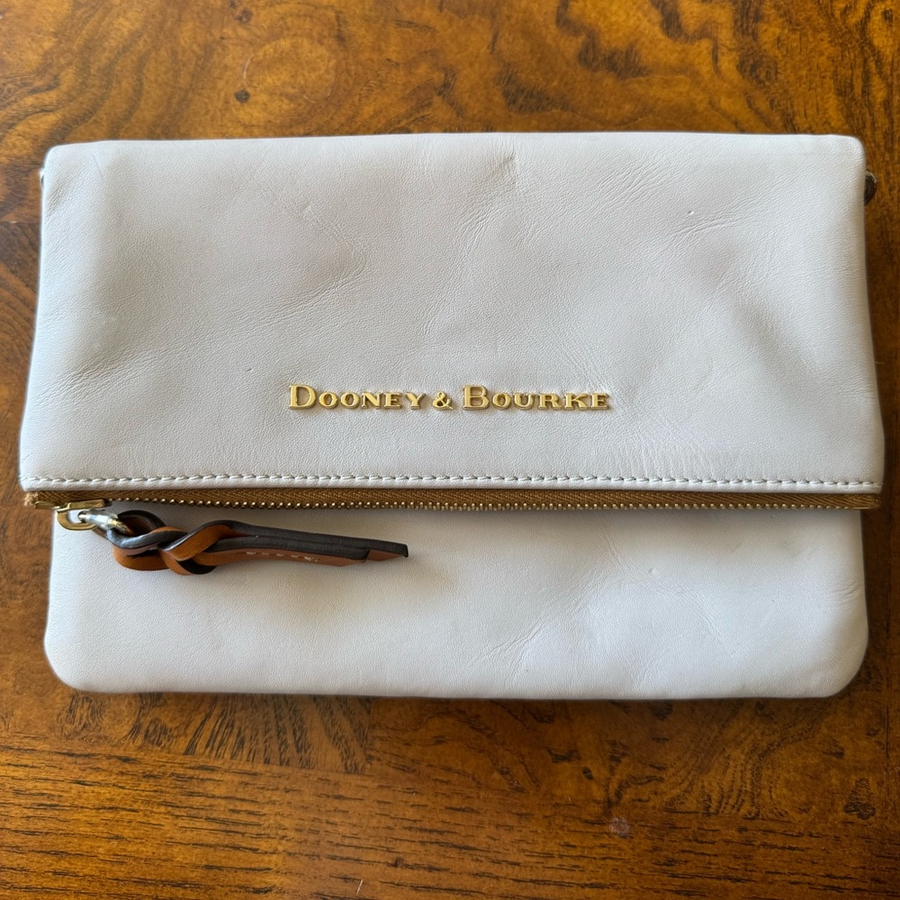 Dooney & Bourke Ivory Leather Fold-over Bag